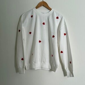 Reflex White Sweatshirt heart embroidered